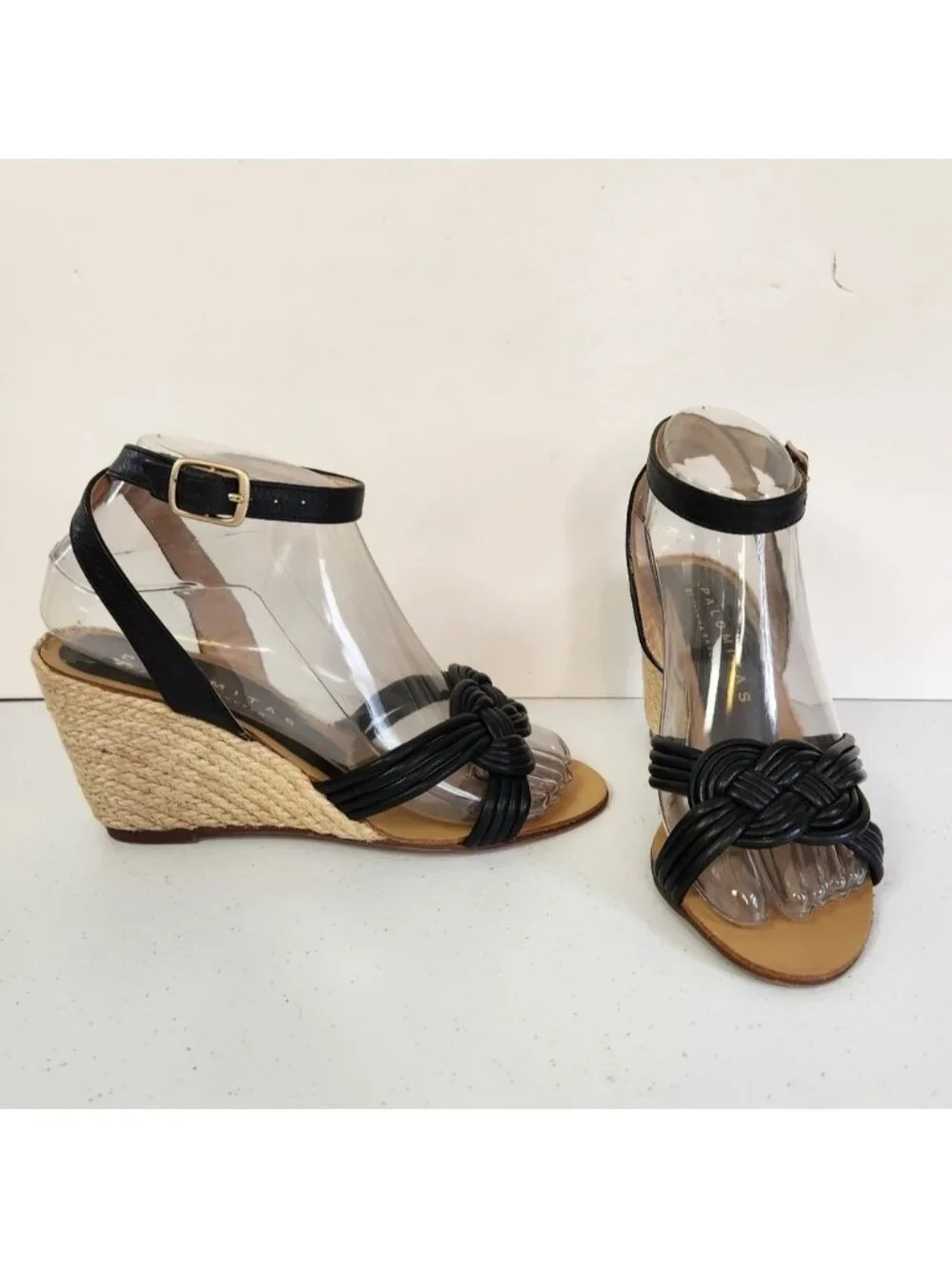 Palomitas by Paloma Barcelo Black Knot Sandals Shoes Wedge Heels Open Toe 36 6